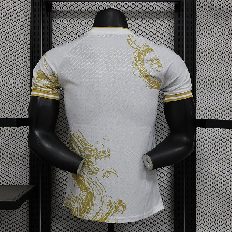 24-25 Real Madrid white and gold dragon player version jersey