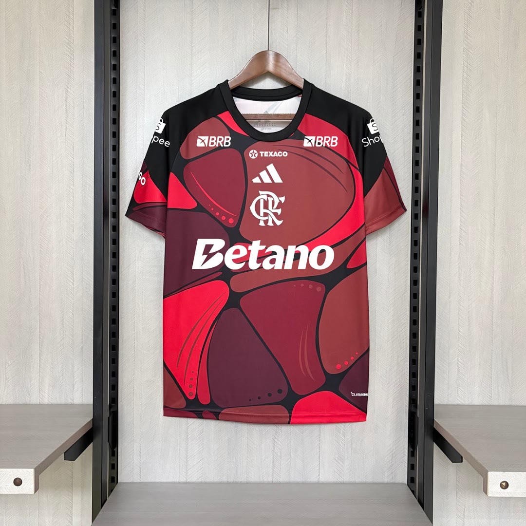 Men Flamengo Pre-Match Red Jersey All Sponsors S-4XL