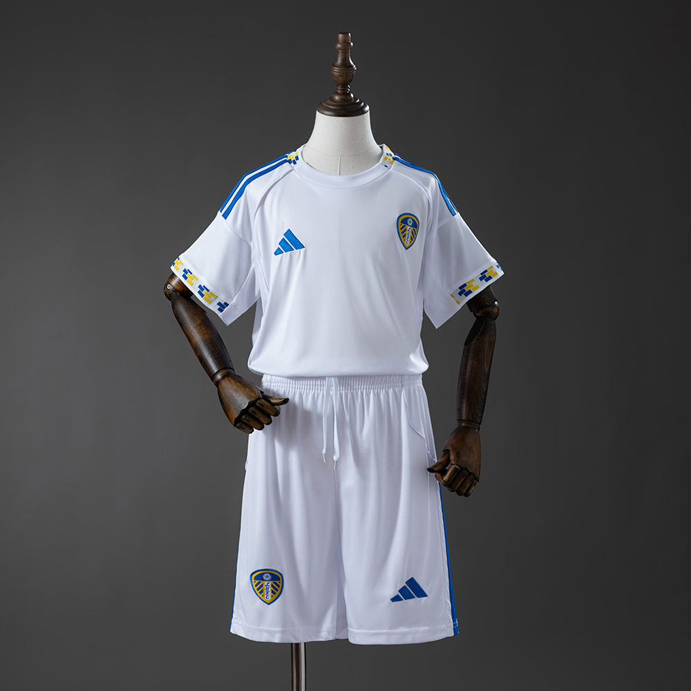 Leeds United 25/26 Home Kids Kit Jersey Size 16-28