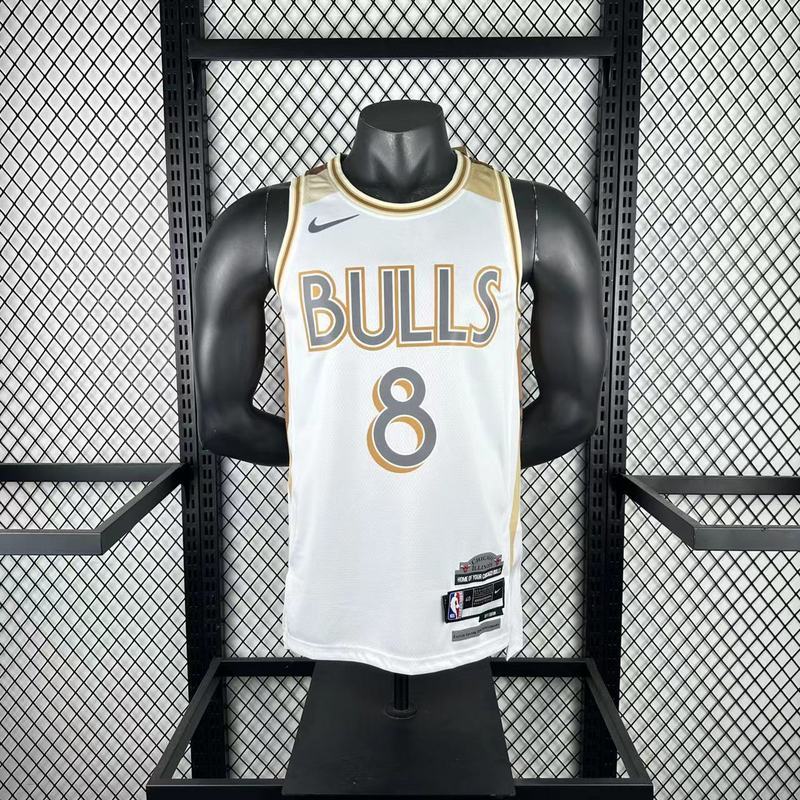 Season 2025 Chicago Bulls White No.8 LAVINE NBA Jersey