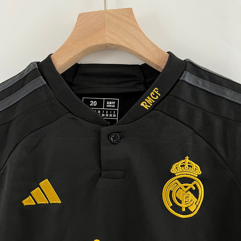 23-24 Real Madrid third away black kid kit