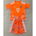 Kids Kit Bayern Munich 2026/27 Orange Goalkeeper Soccer Jersey size 16-28