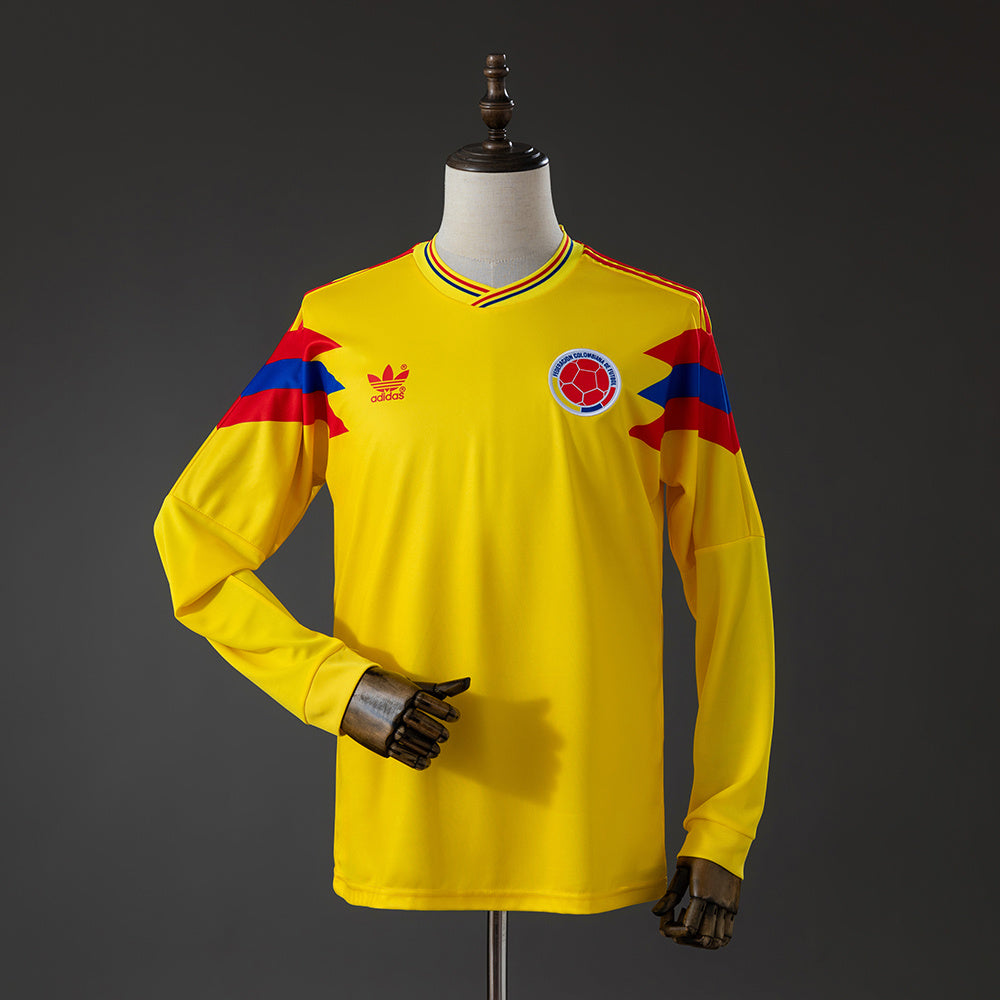 Colombia 1990 Originals Retro Home Long Sleeve Jersey S-XXL