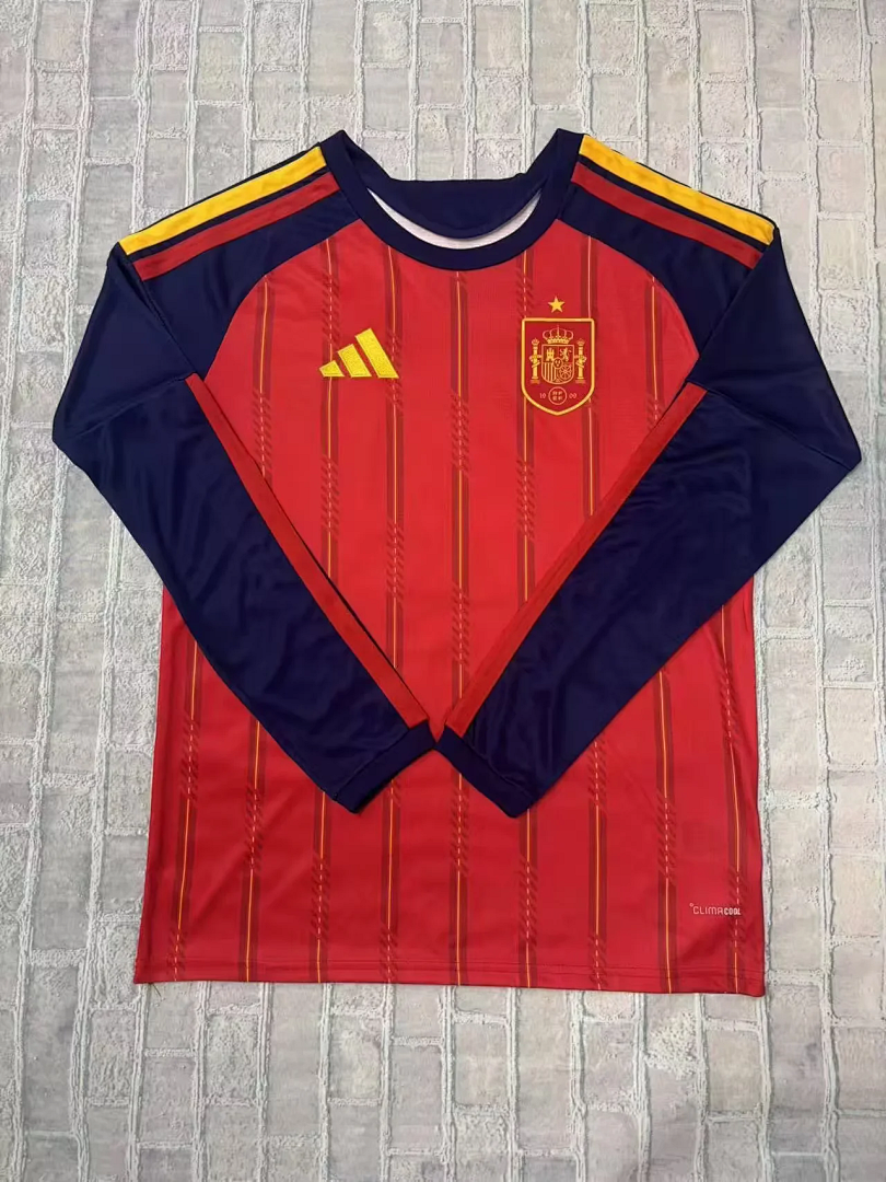 Spain 2026 World Cup Home long sleeve soccer jersey S-4XL