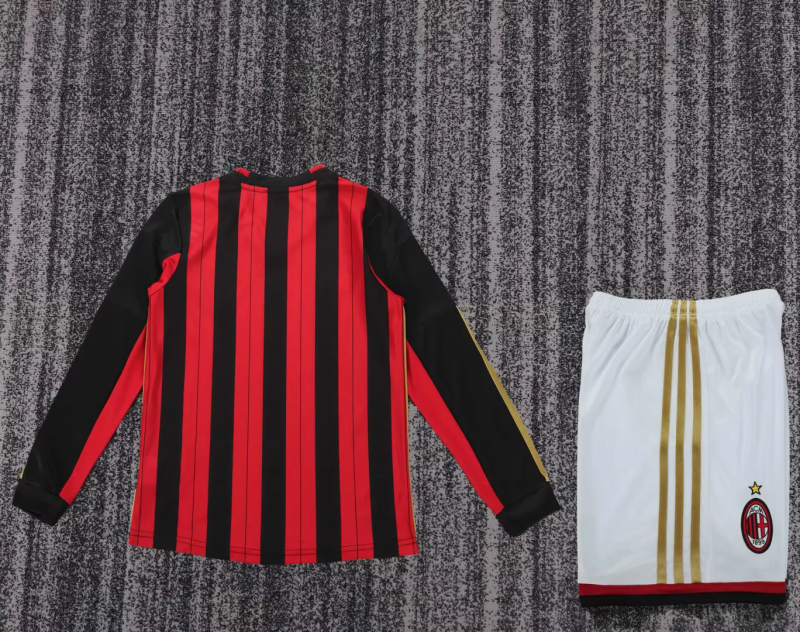Retro AC milan 2013/14 home Long Sleeve kids size 16-28