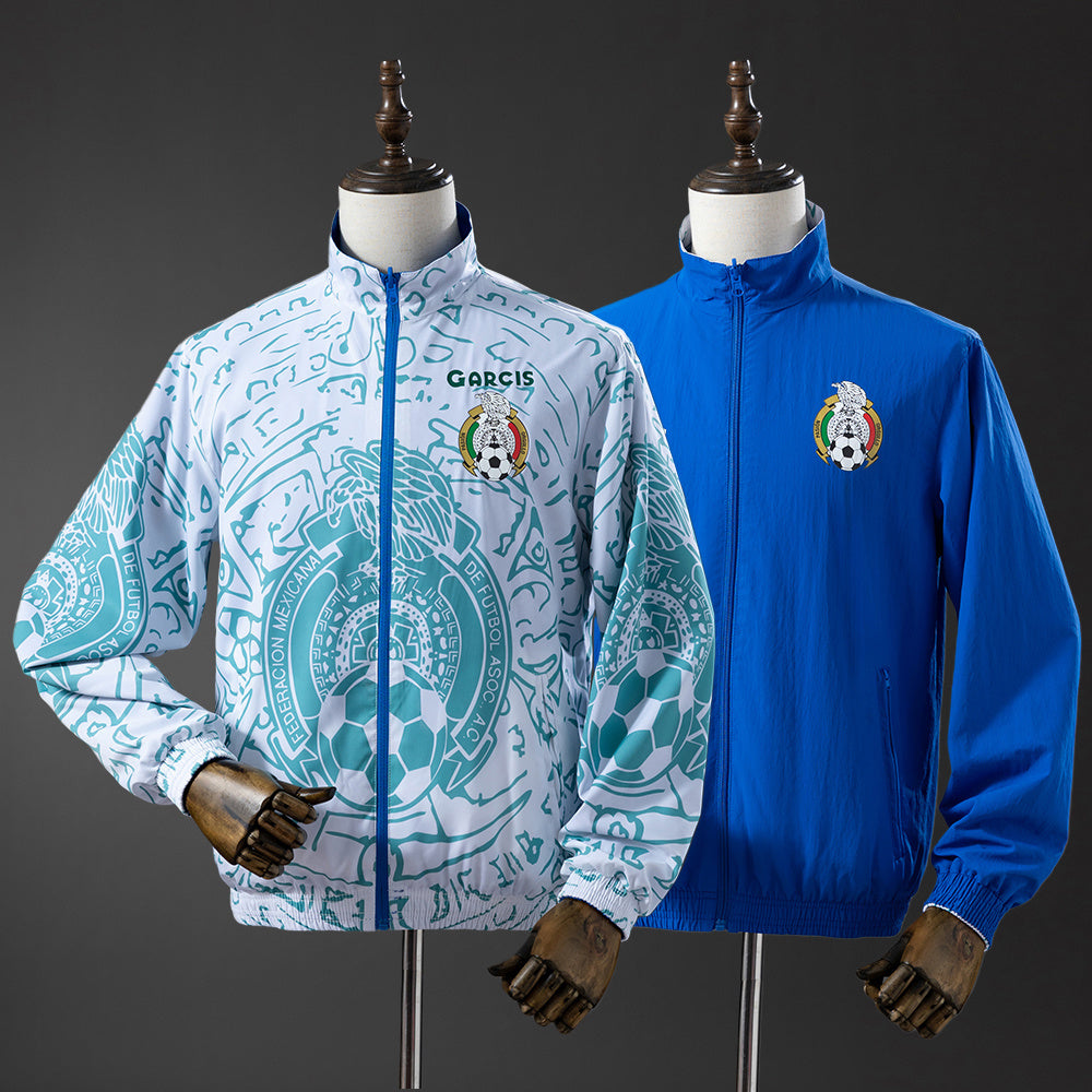 Mexico Reversible Jacket Windbreaker - White &amp; Blue S-XXL