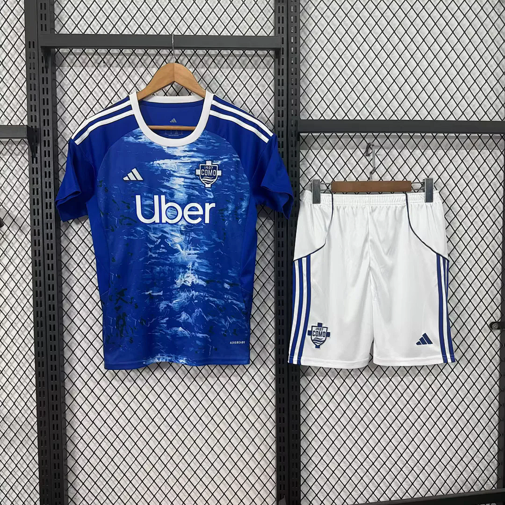 kids kit 25-26 Como 1907 home soccer jersey size 16-28