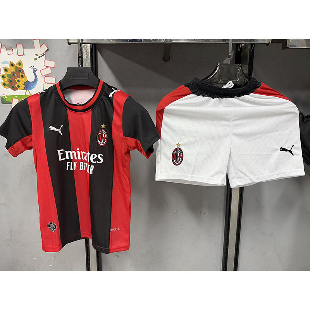 AC Milan 2026/27 Home Kids kit With White Shorts Size16-28