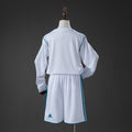 Real Madrid 17/18 Home Retro Long Sleeve Kids Kit Jersey Size 16-28