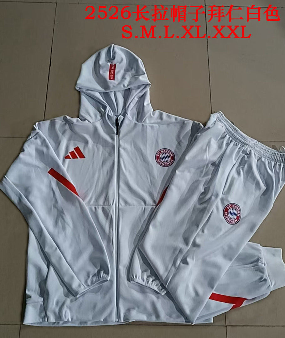 Bayern München 2025/26 White Hoodie Suit S-2XL