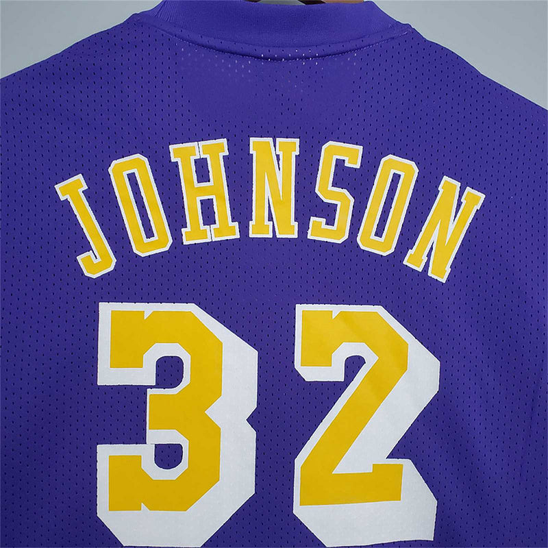 Mitchellness Lakers Purple No. 32 Johnson Retro Mesh Short Sleeve