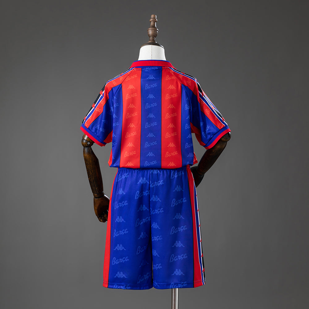 Barcelona 96/97 Home Retro Kids Kit Jersey Size 16-28