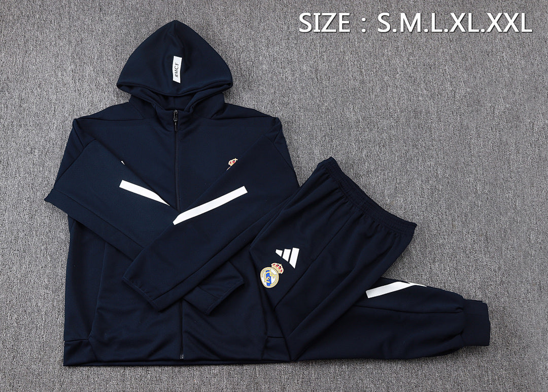 Real Madrid 2025/26 Black Hoodie Suit S-2XL