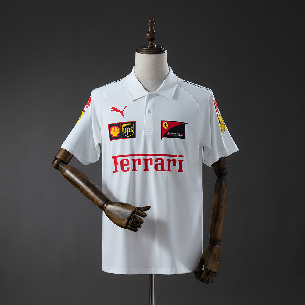 Scuderia Ferrari F1 2025 White Polo S-3XL