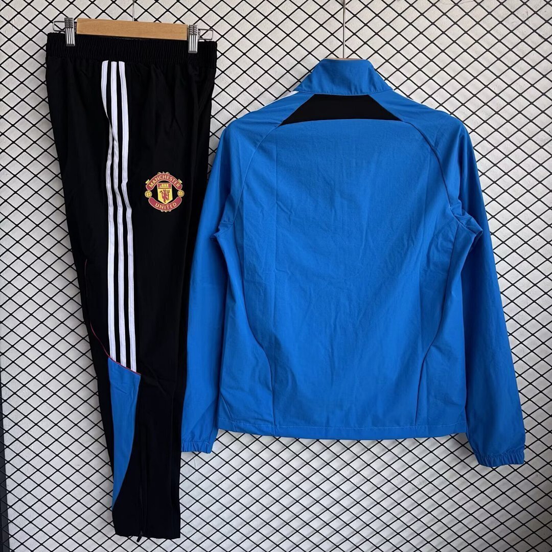 Manchester united 2025/26 Blue Windbreaker Suit Size S-2XL