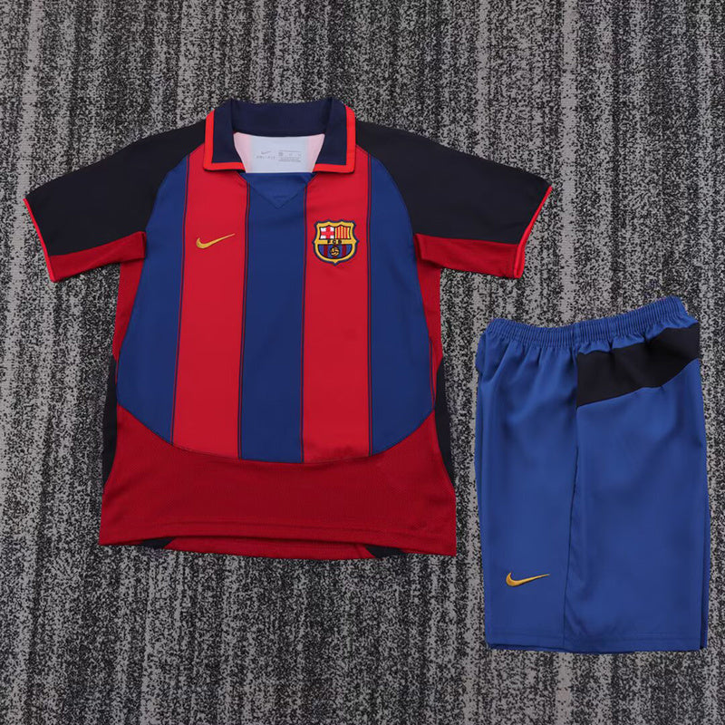 Retro Barcelona 2003/04 home kid kit soccer jerseys