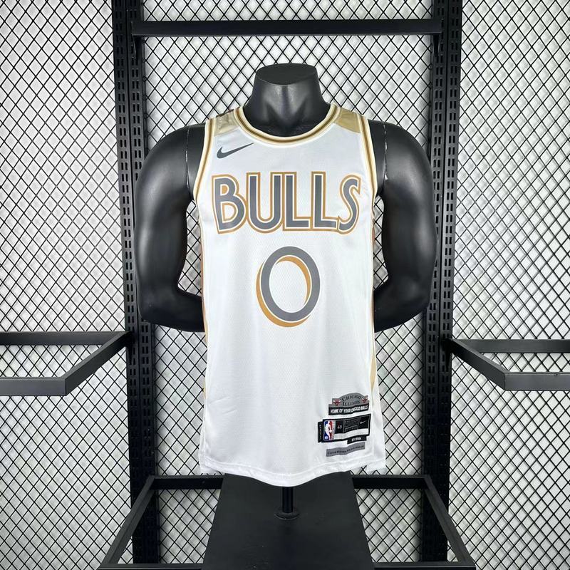 Season 2025 Chicago Bulls White No.0 White NBA Jersey