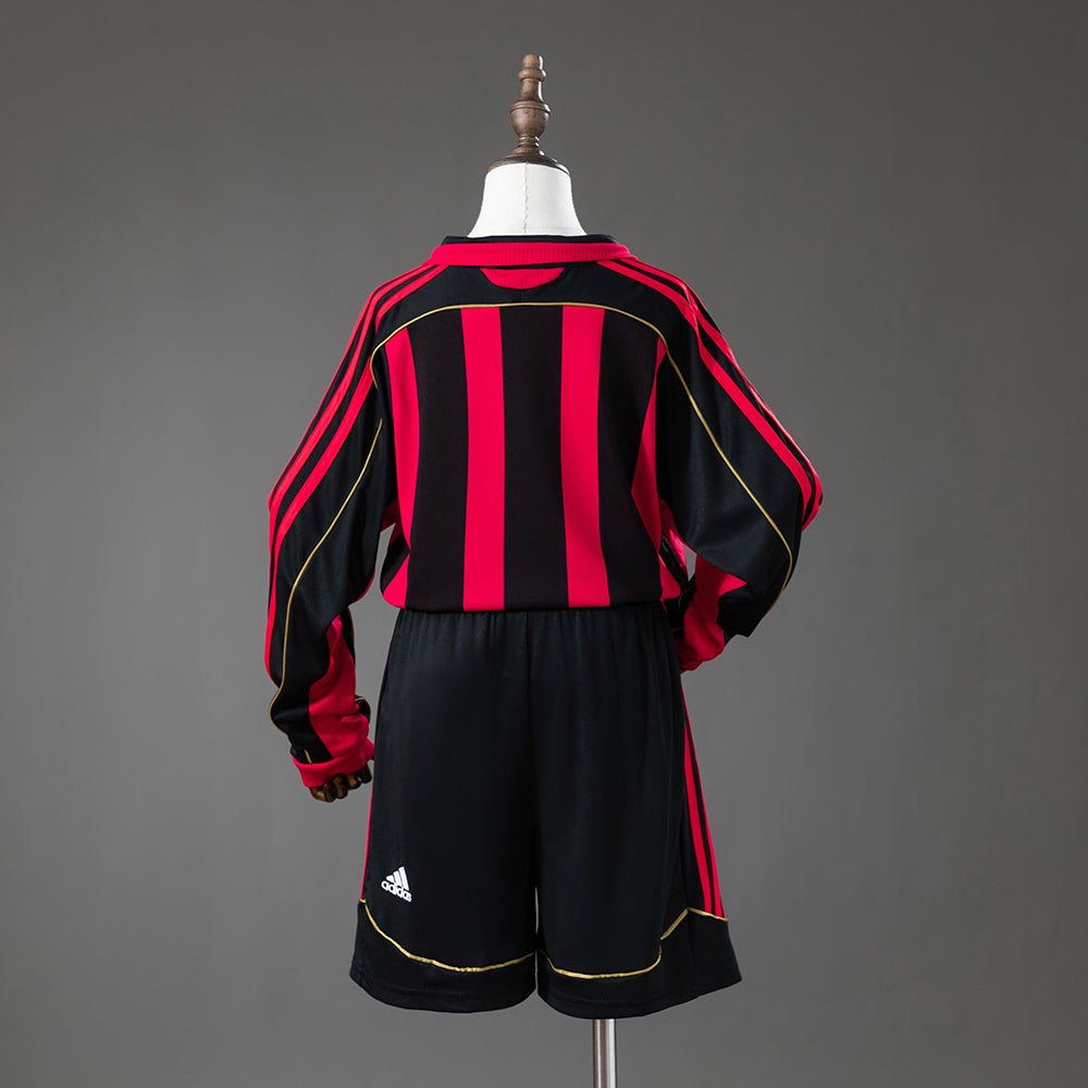 AC Milan 06/07 Home Retro Long Sleeve Kids Kit Jersey SIZE 16-28
