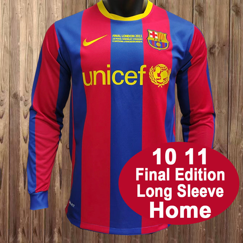 10-11 Barcelona home retro long sleeve jersey