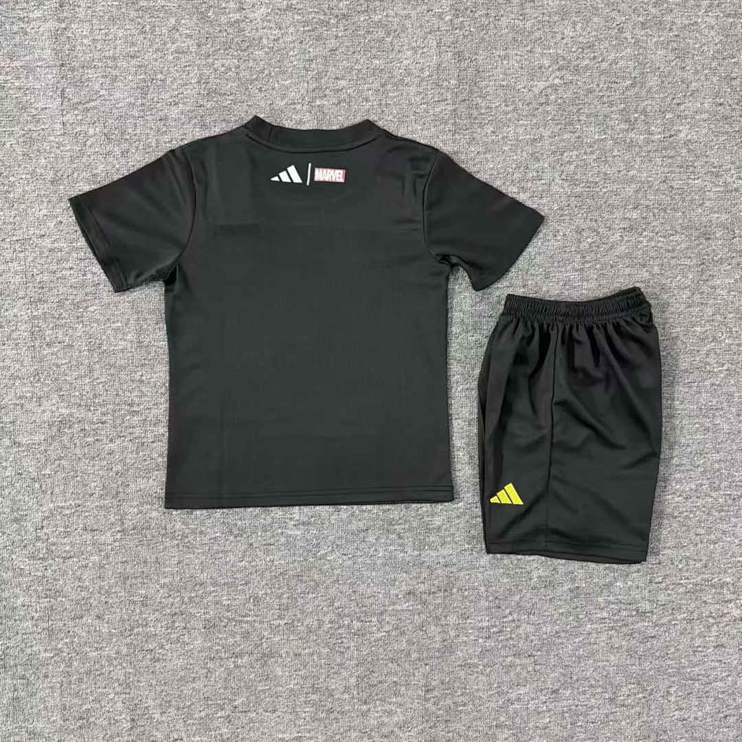 Real Madrid 25/26 Avengers - Pre-Match Black Kids kit Jerseys SIZE 16-28