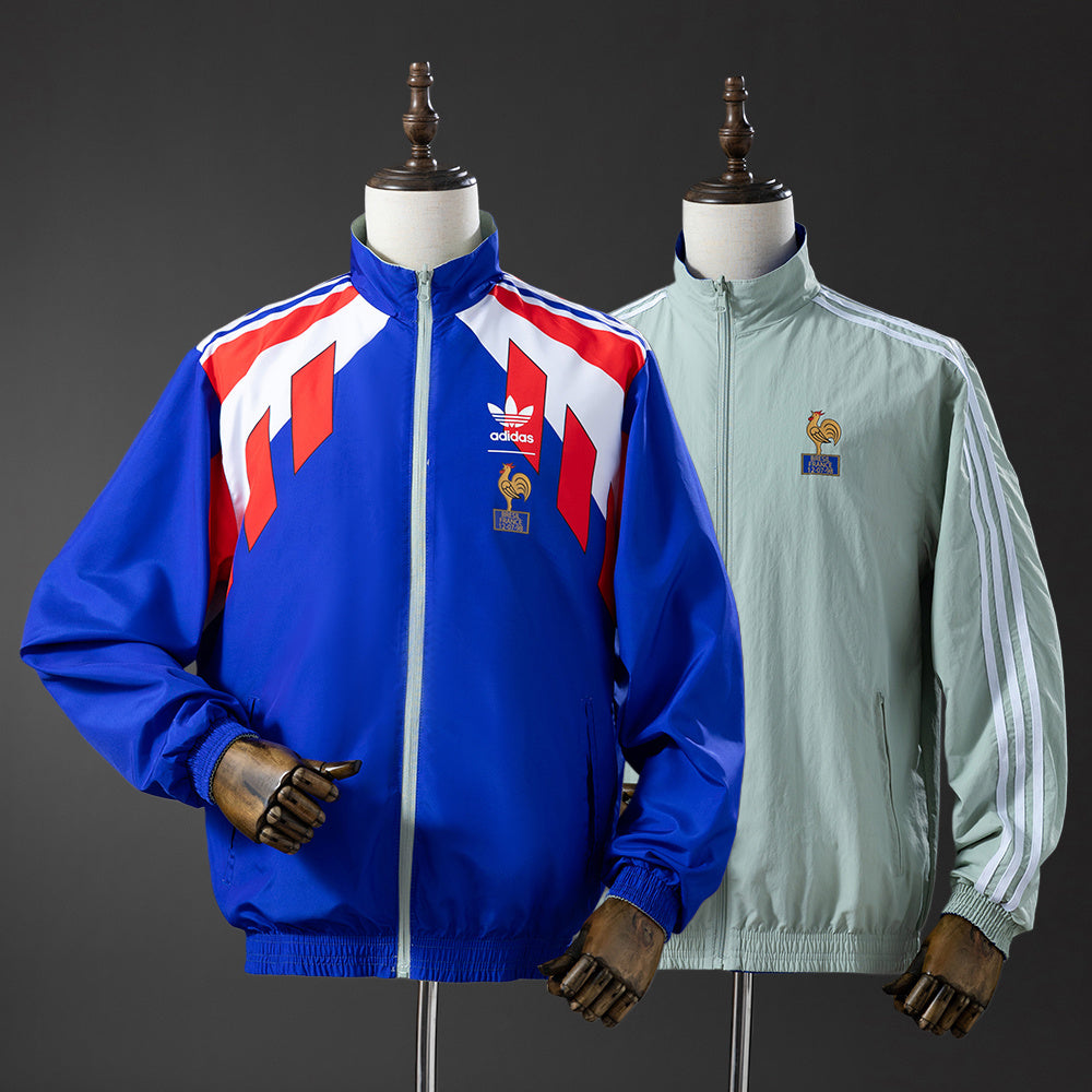 French Reversible Jacket Windbreaker - Blue &amp; Mint Green S-XXL