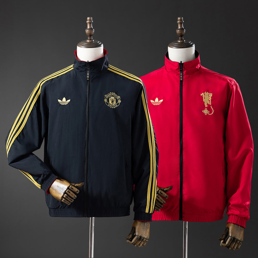 M-U Reversible Jacket Windbreaker - Black &amp; Red S-XXL