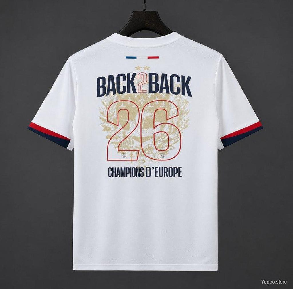 2 Star 25/26 PSG Away Jersey With Champions of Europe 2026