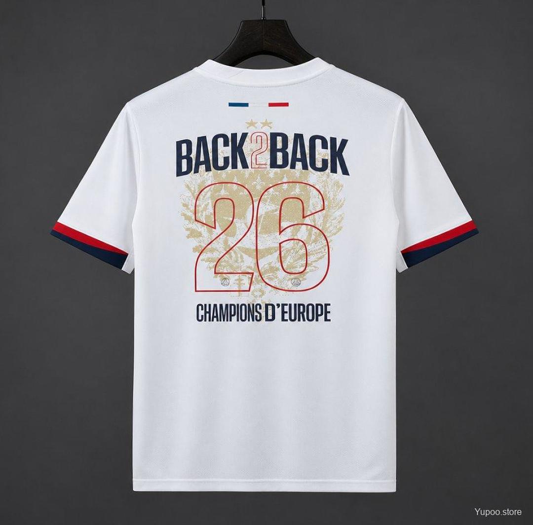 2 Star 25/26 PSG Away Jersey With Champions of Europe 2026