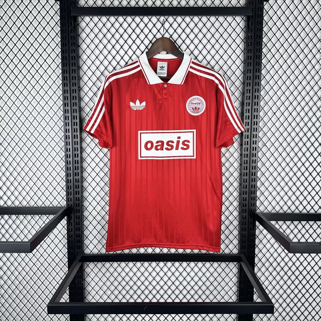 25-26 Adidas x Oasis Tour Jacquard red with font 25 Jersey size S-4XL