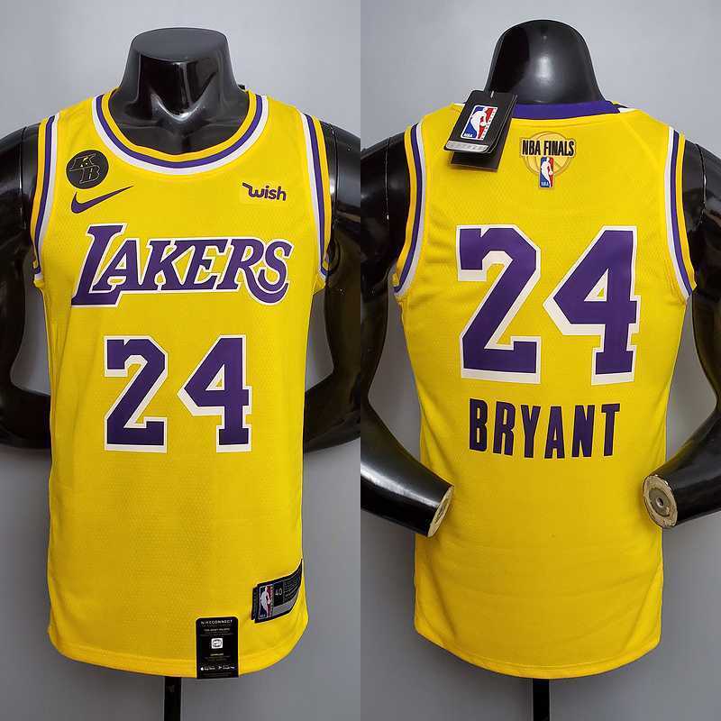 New Bryant #24 Lakers Commemorative Edition Round neck yellow
