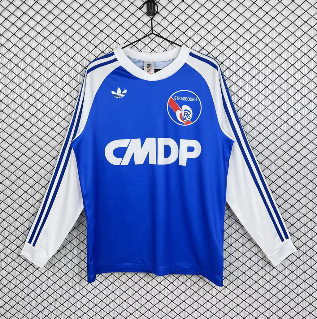 Retro 1978-89 Strasbourg home long sleeves soccer jersey size S-2XL