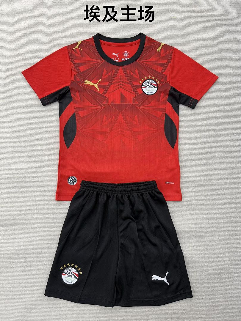 Kids Kit Egypt 2026 World Cup Home soccer jersey size 16-28