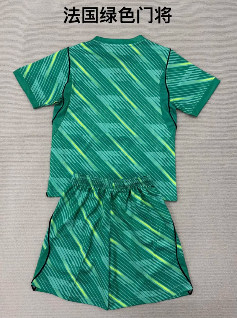 France 2026 World Cup Green Goalkeeper kids Soccer jersey 16-28