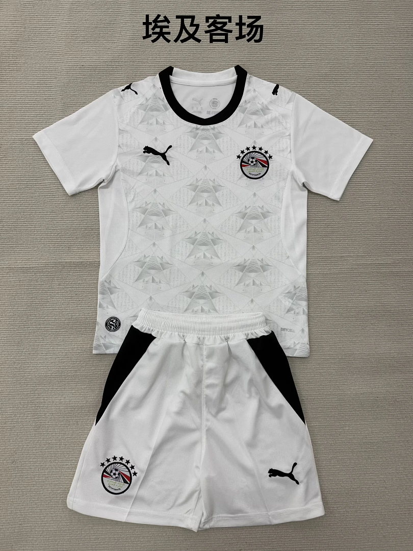 Kids Kit Egypt 2026 World Cup Away soccer jersey size 16-28