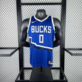 Season 2025 Milwaukee Bucks Blue No. 0 LILLARD NBA Jersey