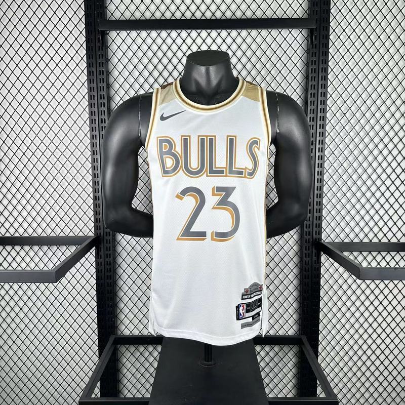 Season 2025 Chicago Bulls White No.23 Jordan NBA Jersey