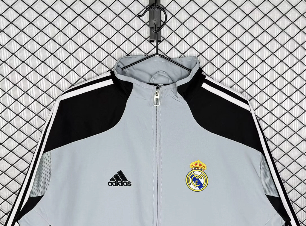 Retro Real Madrid 2004/05 Black And Gray Windbreaker