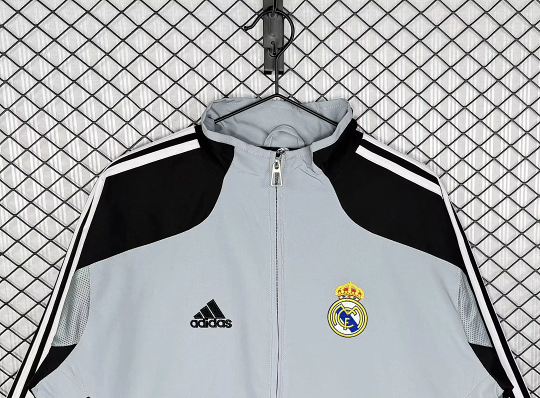 Retro Real Madrid 2004/05 Black And Gray Windbreaker