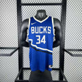 Season 2025 Milwaukee Bucks Blue No. 34 ANTETOKOUNMPO NBA Jersey