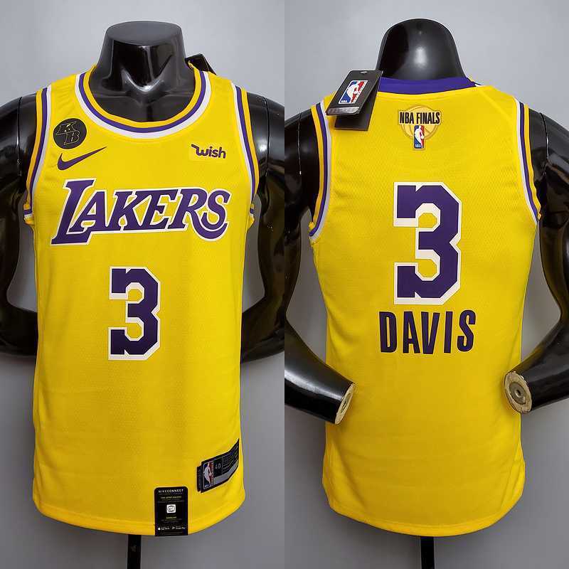 New DAVIS #3 Lakers Commemorative Edition Round neck yellow