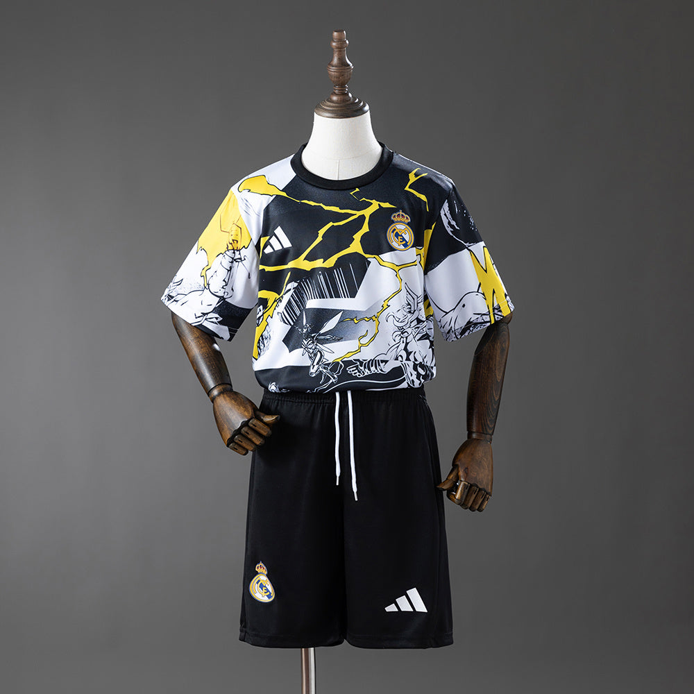 Real Madrid 25/26 Avengers - Pre-Match (Black and White) Kids kit Jerseys SIZE 16-28