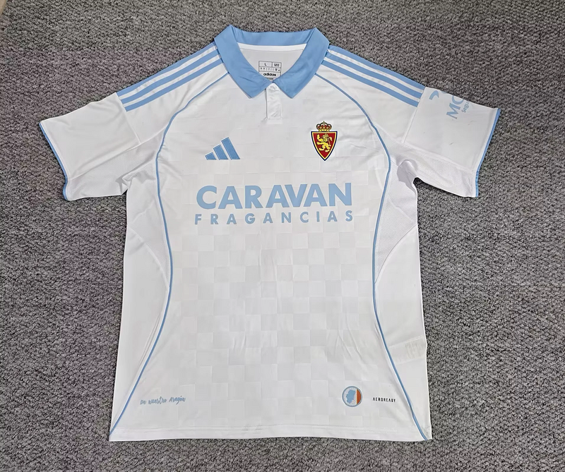 25-26 Real Zaragoza home soccer jersey