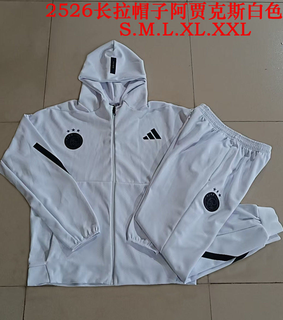 Ajax 2025/26 White Hoodie Suit S-2XL