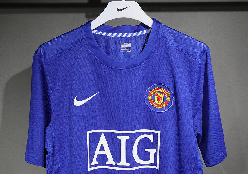 08-09 Manchester United blue long sleeves Player version soccer jersey