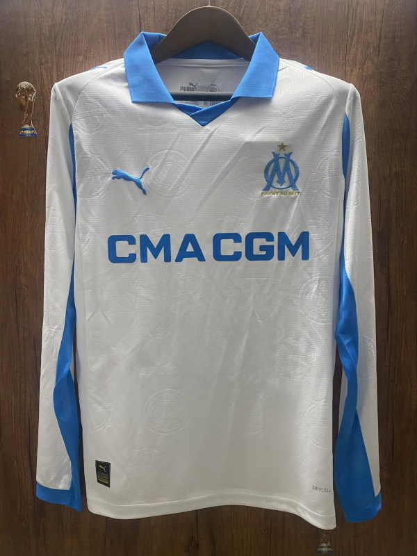 25-26 Marseille home long sleeves soccer jersey size S-2XL
