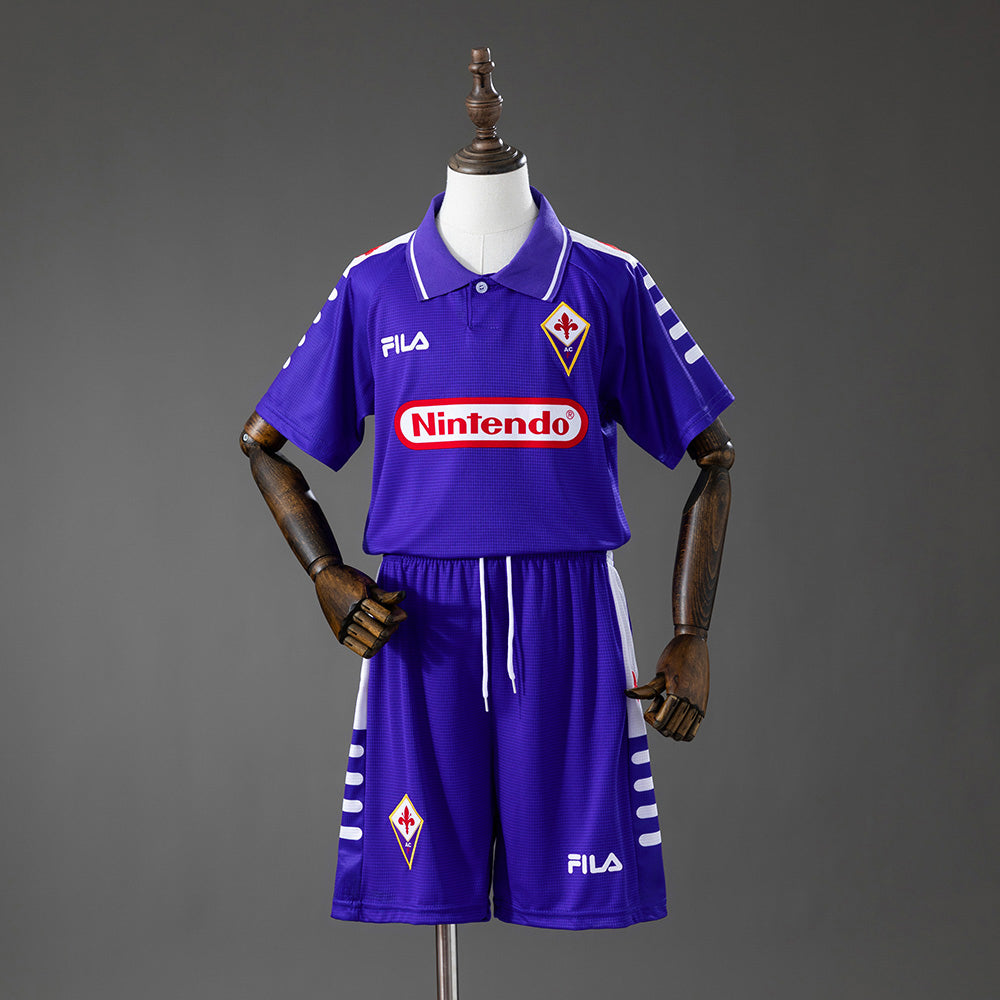 Fiorentina 98/99 Home Retro Kids Kit Jersey Size 16-28