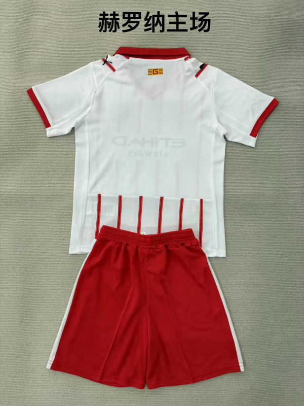 Girona FC 2025-26 home kid kits occer jersey size 16-28