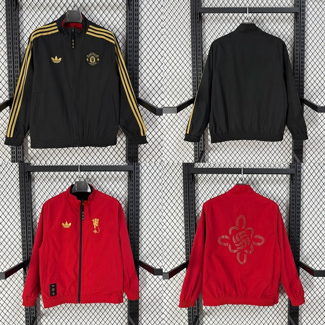 Manchester United 2026/27 Black And Red New Year Reversible windbreaker