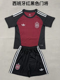 Spain 2026 World Cup Red And Black Goalkeeper kids Soccer jersey Size 16-28