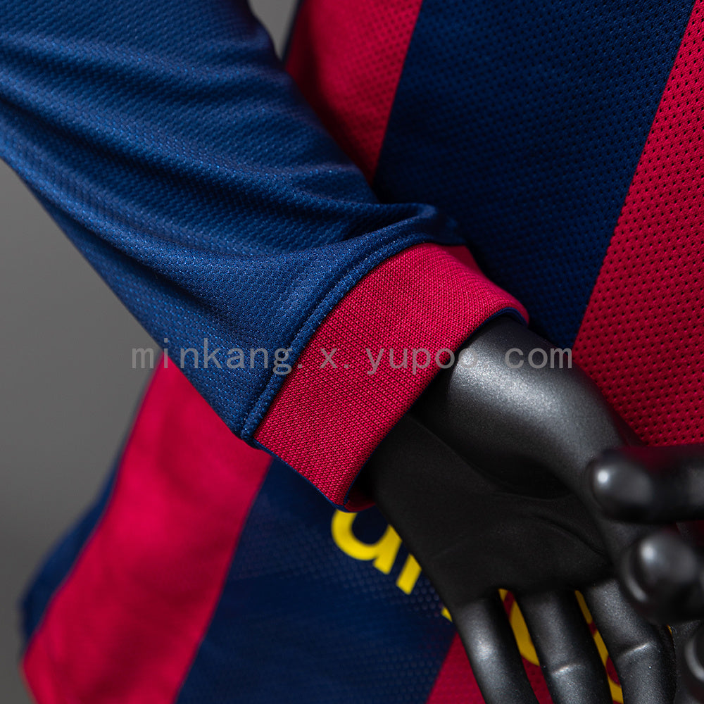 Barcelona 14/15 Home Long Sleeve Player Version Retro Jersey S-3XL